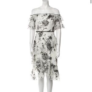 Marchesa Notte Floral Fairy Garden Party Off Shoulder Dress Size 4 NWT